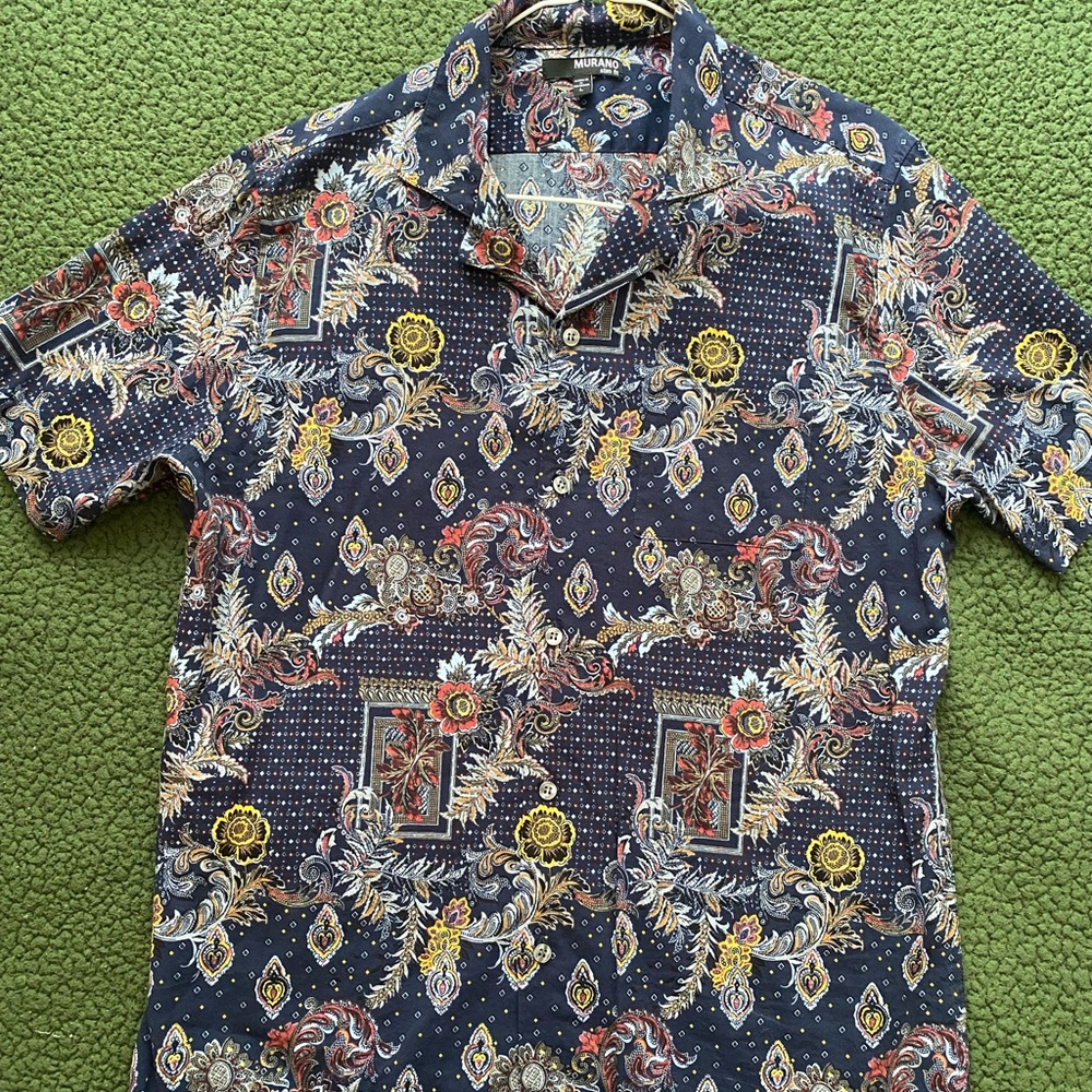 Murano Slim Fit L Sunflower Patterned Button-up Shirt